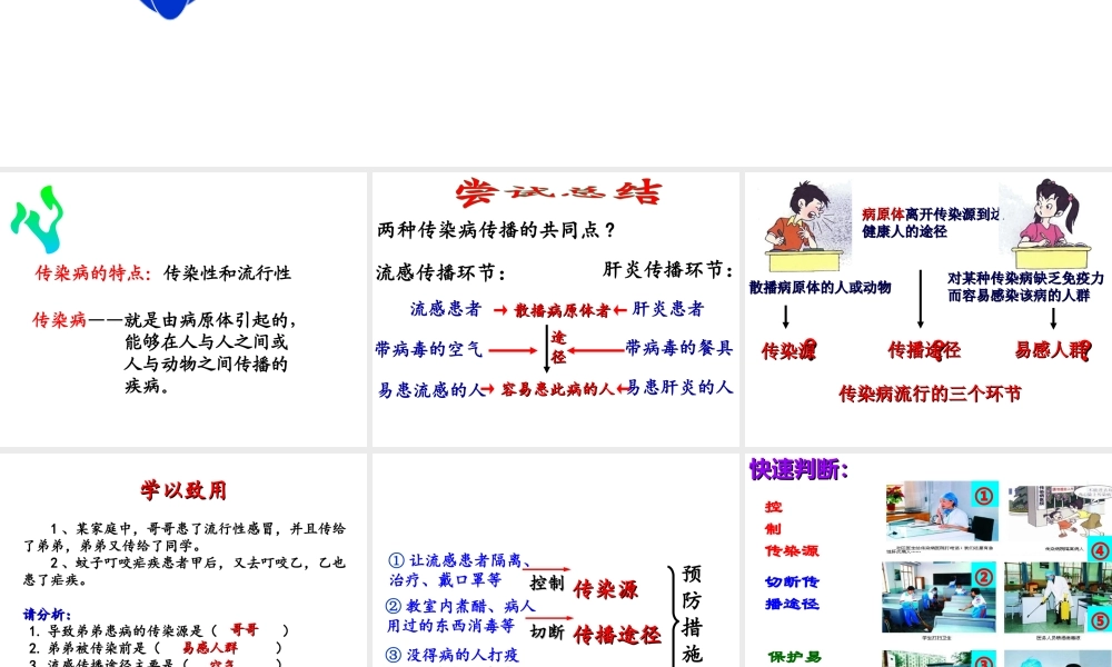 八年级生物下册 第八单元 第一章 第一节 染病及其预防课件2 新人教版