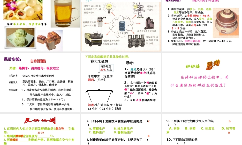 八年级生物下册 第八单元 第一章 第一节《发酵食品的制作》课件 冀教版-冀教级下册生物课件