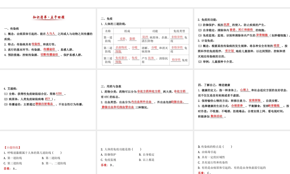 八年级生物下册 第八单元 健康的生活课件 （新版）新人教版-（新版）新人教版初中八年级下册生物课件