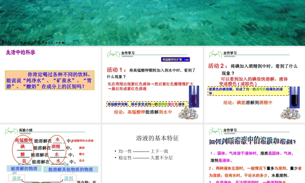 八年级科学上册 第1章 水和水的溶液 1.4《物质在水中的分散状况》课件（3） 浙教版-浙教版初中八年级上册自然科学课件