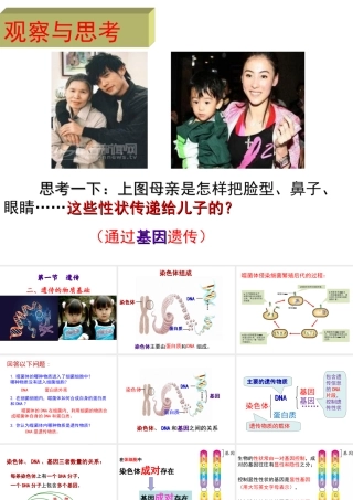 八年级生物下册 第6单元 第2章 第1节 遗传 遗传的物质基础课件 （新版）冀教版-（新版）冀教级下册生物课件