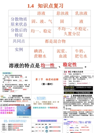 八年级科学上册 第1章 水和水的溶液 1.5《物质的溶解》（第1课时）课件 浙教版-浙教版初中八年级上册自然科学课件