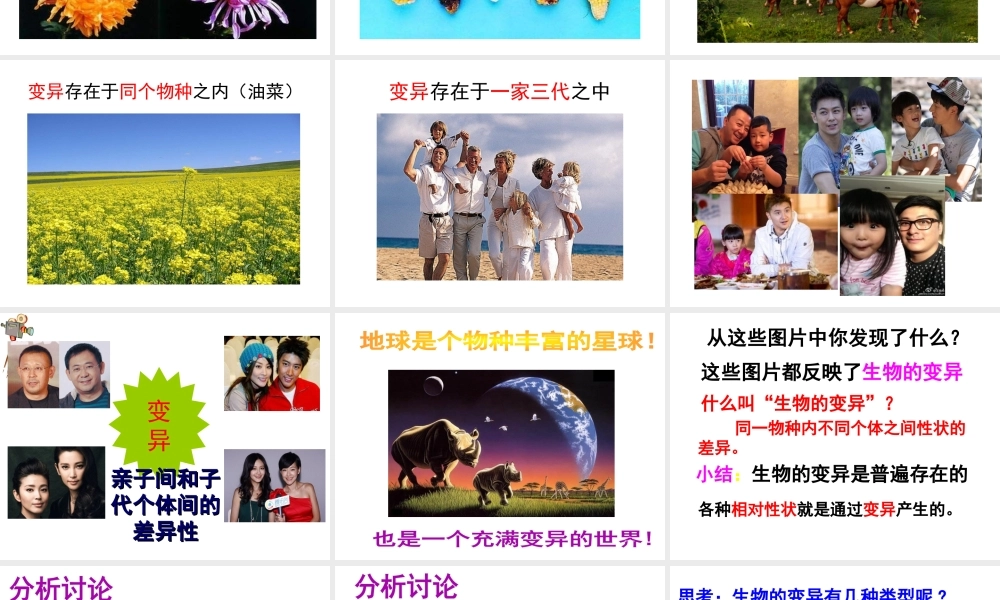 八年级生物下册 第6单元 第2章 第2节 变异课件 （新版）冀教版-（新版）冀教级下册生物课件