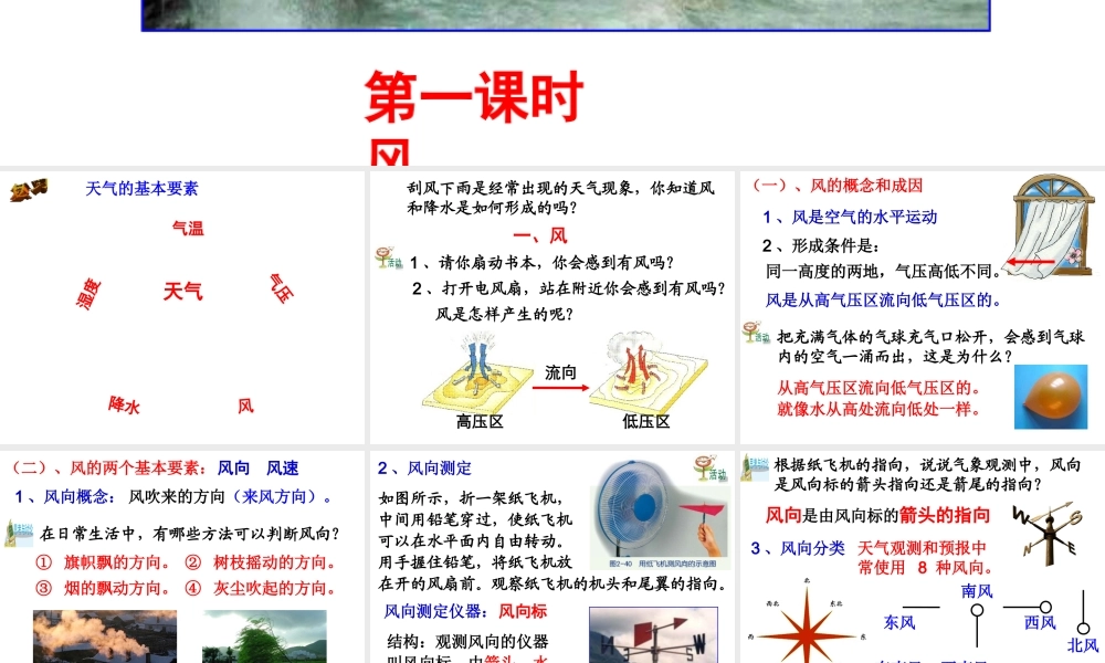 八年级科学上册 2.4 风和降水（第1课时）课件 浙教版-浙教版初中八年级上册自然科学课件