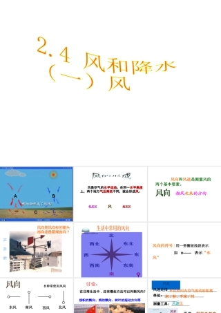 八年级科学上册 2.4 风和降水课件 浙教版