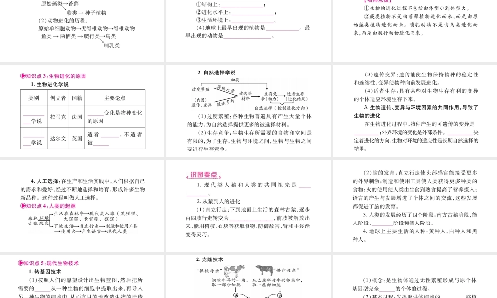 八年级生物下册 第6单元 第3、4章复习课件 （新版）冀教版-（新版）冀教版初中八年级下册生物课件