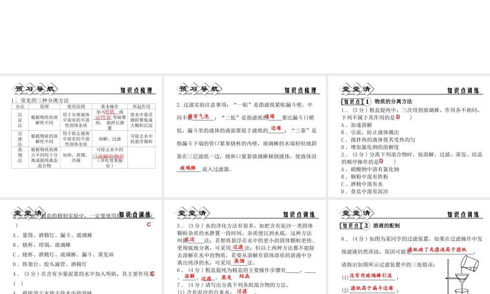 八年级科学上册 第1章 水和水的溶液 1.6《物质的分离》课件（2） 浙教版-浙教版初中八年级上册自然科学课件