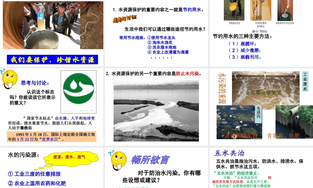 八年级科学上册 第1章 水和水的溶液 1.7《水资源的利用、开发和保护》课件 浙教版-浙教版初中八年级上册自然科学课件