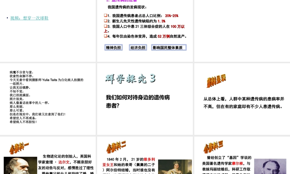 八年级生物下册 第八单元 生物的生殖、发育与遗传 第二十二章 生物的遗传和变异 第四节 遗传病和优生优育课件2（新版）苏教版-（新版）苏教版初中八年级下册生物课件