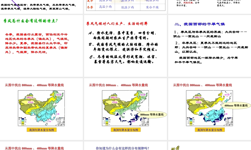 八年级科学上册 2.7 我国的气候特征和主要气象灾害课件 浙教版-浙教版初中八年级上册自然科学课件