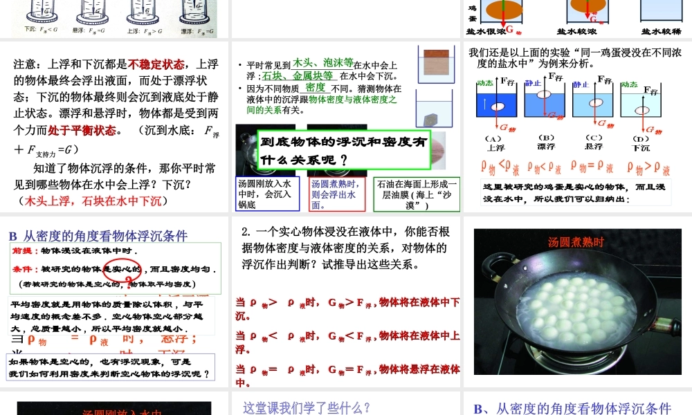八年级科学上册 第1章 水和水的溶液 第3节《水的浮力（第3课时）》课件 （新版）浙教版-（新版）浙教版初中八年级上册自然科学课件