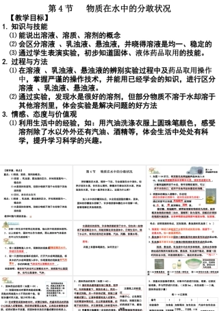 八年级科学上册 第1章 水和水的溶液 第4节《物质在水中的分散状况》课件1 （新版）浙教版-（新版）浙教版初中八年级上册自然科学课件