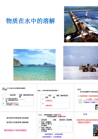 八年级科学上册 饱和溶液和不饱和溶液 课件 浙教版
