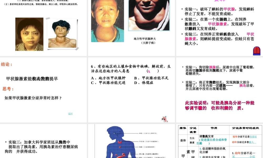 八年级科学上册 3.2 人体的激素调节课件3 浙教版-浙教版初中八年级上册自然科学课件