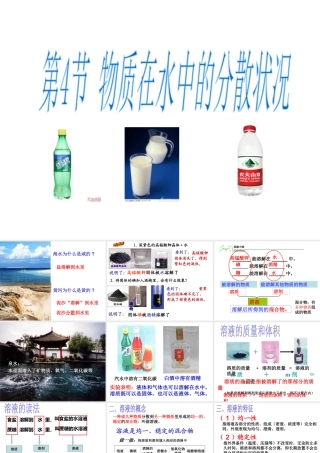 八年级科学上册 第1章 水和水的溶液 第4节《物质在水中的分散状况》课件4 （新版）浙教版-（新版）浙教版初中八年级上册自然科学课件