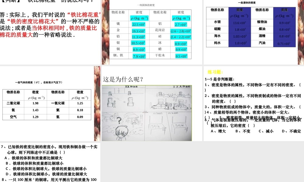 八年级科学上册 第3章 第1节 密度课件4 （新版）华东师大版-（新版）华东师大版初中八年级上册自然科学课件