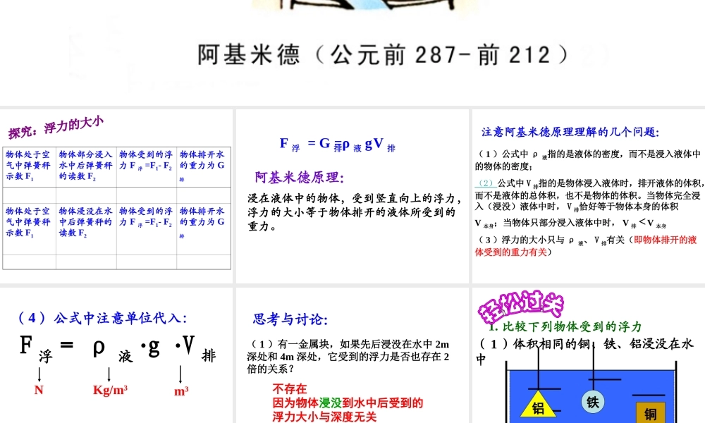 八年级科学上册 第3章 第3节 阿基米德原理课件 （新版）华东师大版-（新版）华东师大版初中八年级上册自然科学课件