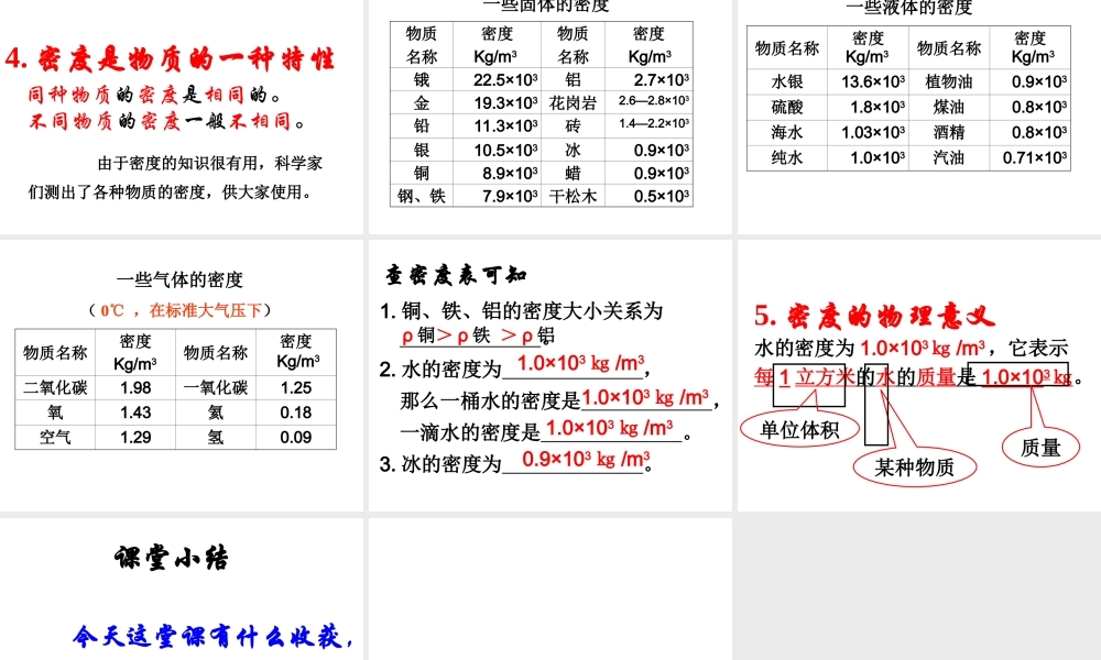 八年级科学上册 第3章 浮力 1《密度》课件2 （新版）华东师大版-（新版）华东师大版初中八年级上册自然科学课件