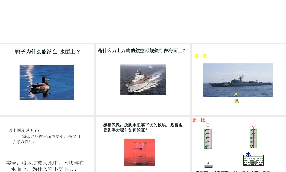 八年级科学上册 第3章 浮力 2《浮力》课件1 （新版）华东师大版-（新版）华东师大版初中八年级上册自然科学课件