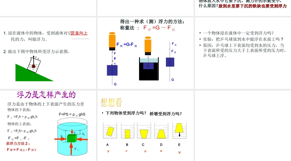 八年级科学上册 第3章 浮力 2《浮力》课件1 （新版）华东师大版-（新版）华东师大版初中八年级上册自然科学课件