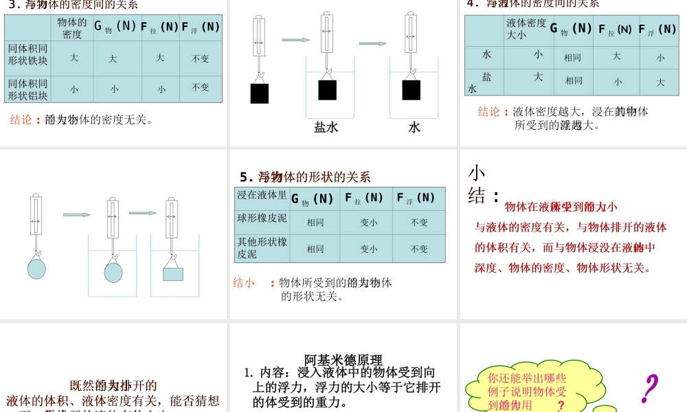 八年级科学上册 第3章 浮力 3《阿基米德原理》课件2 （新版）华东师大版-（新版）华东师大版初中八年级上册自然科学课件