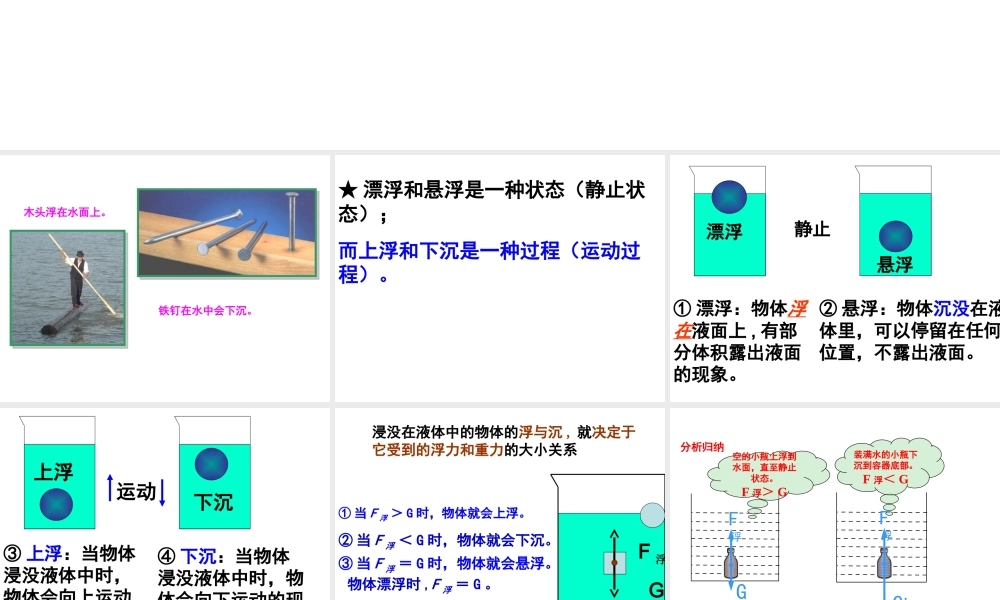 八年级科学上册 第3章 浮力 4《物体浮沉条件及其应用》课件1 （新版）华东师大版-（新版）华东师大版初中八年级上册自然科学课件
