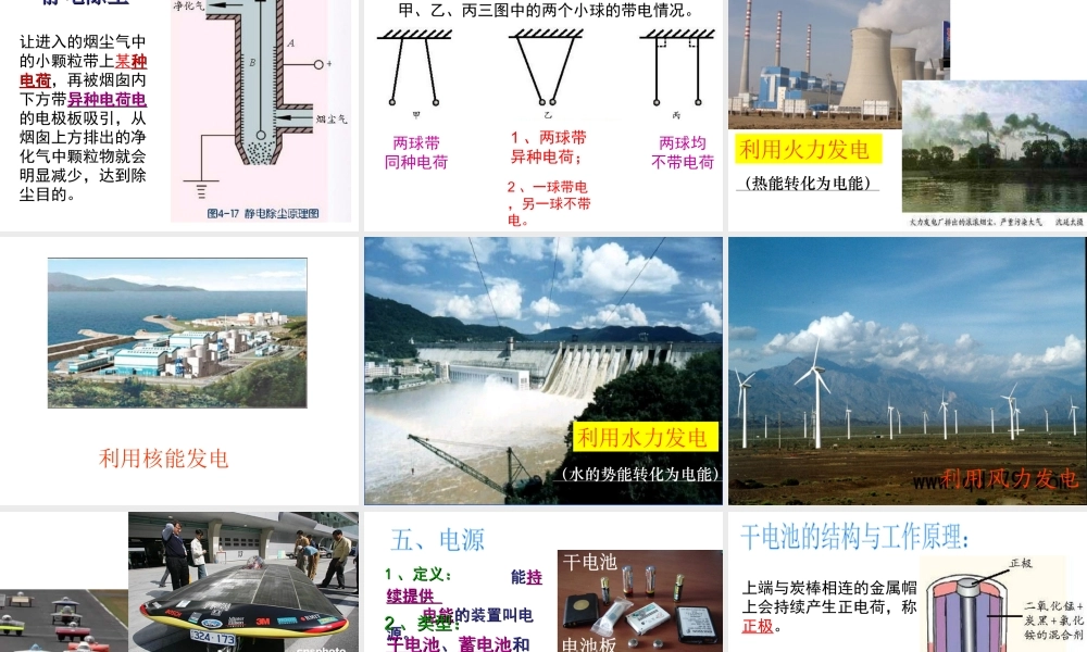 八年级科学上册 4.1 电荷与电流课件 浙教版-浙教版初中八年级上册自然科学课件