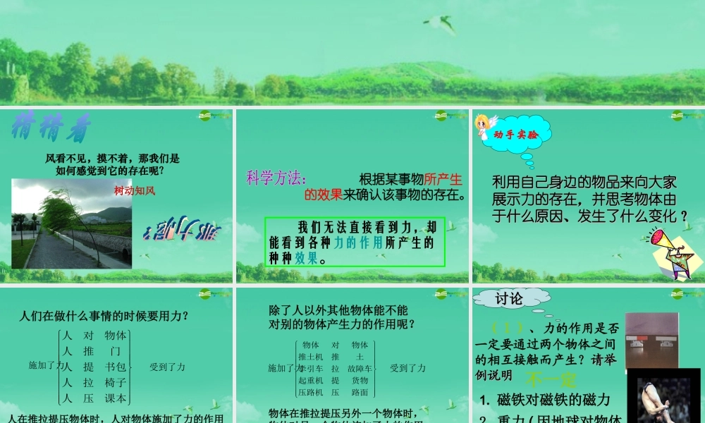 八年级科学上册 12节力第一课时课件 华东师大版