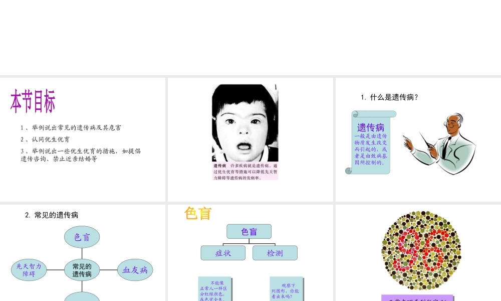 八年级生物下册 第二十二章 第4节《遗传病和优生优育》课件 （新版）苏教版