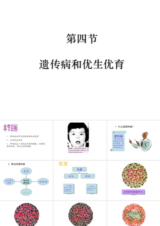 八年级生物下册 第二十二章 第4节《遗传病和优生优育》课件 （新版）苏教版