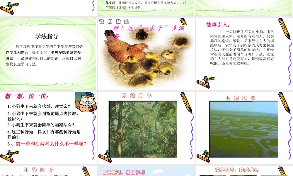 八年级生物动物的先天性行为和学习行为说课 新人教版