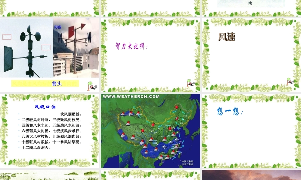 八年级科学上册 第2章 地球的“外衣”大气_第五节 风 课件浙教版