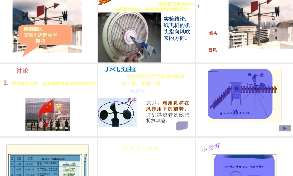 八年级科学上册 第2章 地球的“外衣”—大气_第五节 风 课件浙教版