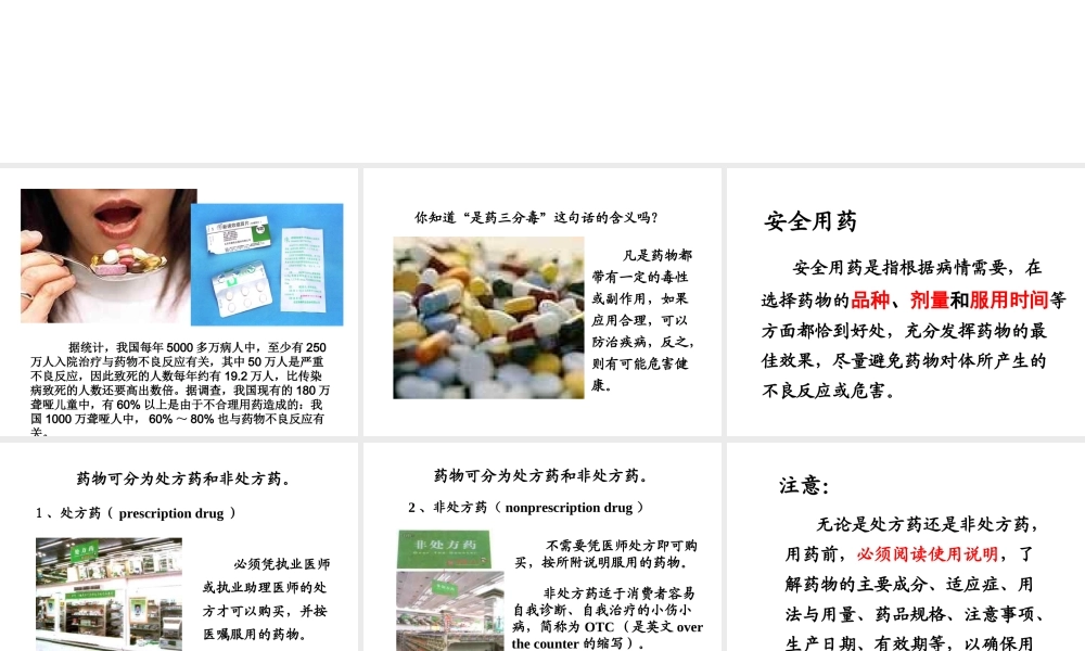 八年级生物下册 第八单元 第二章 第一节 用药课件 新人教版