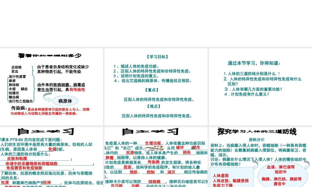 八年级生物下册 第二节 免疫与计划免疫课件 济南版
