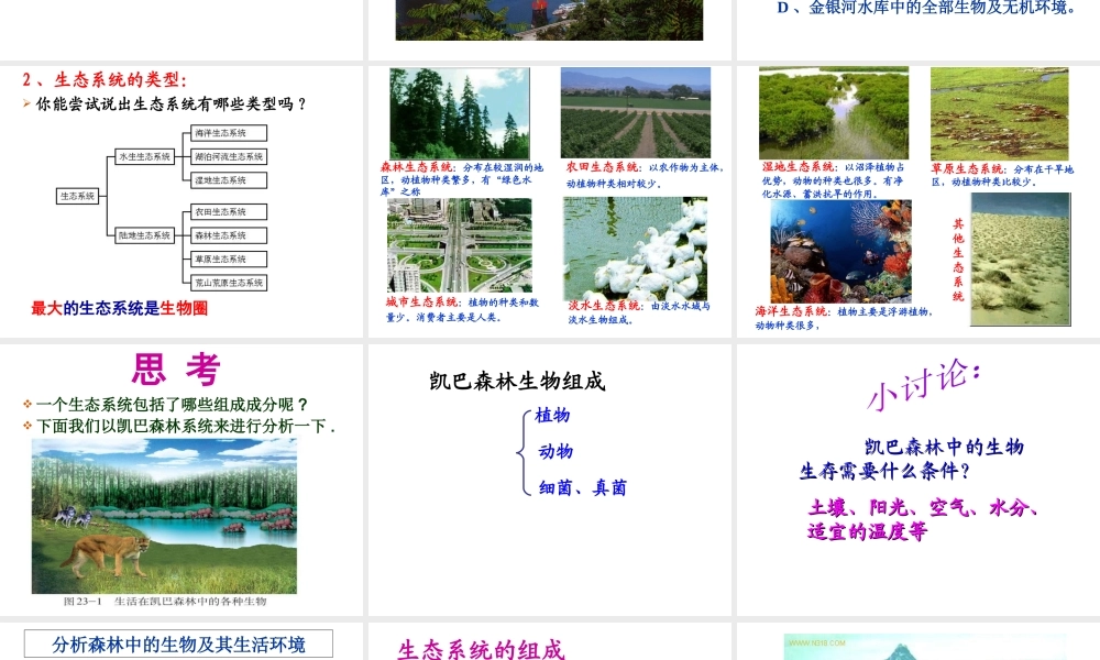 八年级生物下册 第二节 生态系统概述课件 北师大版