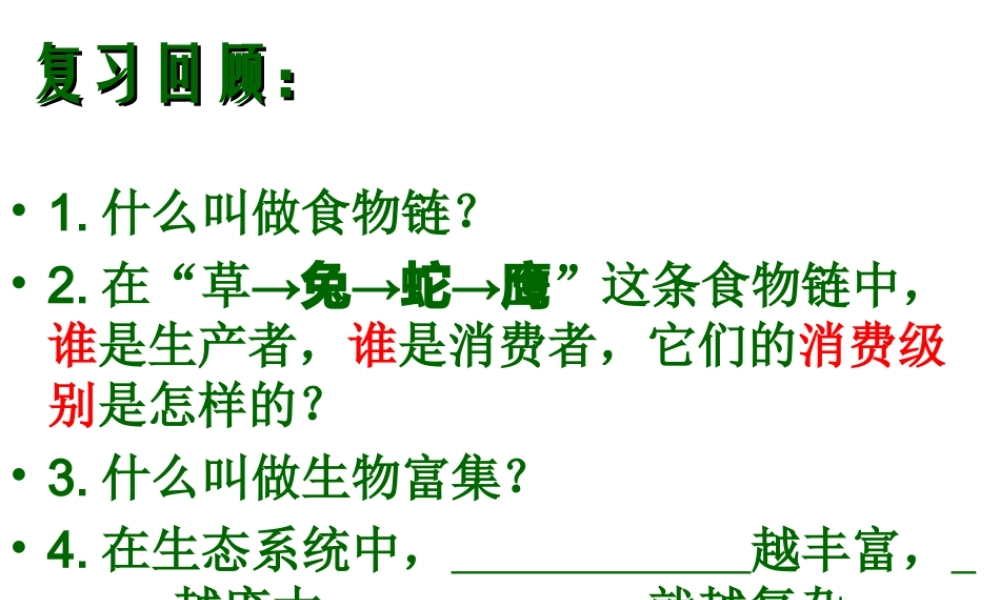 八年级生物下册 第二节食物链和食物网课件 济南版