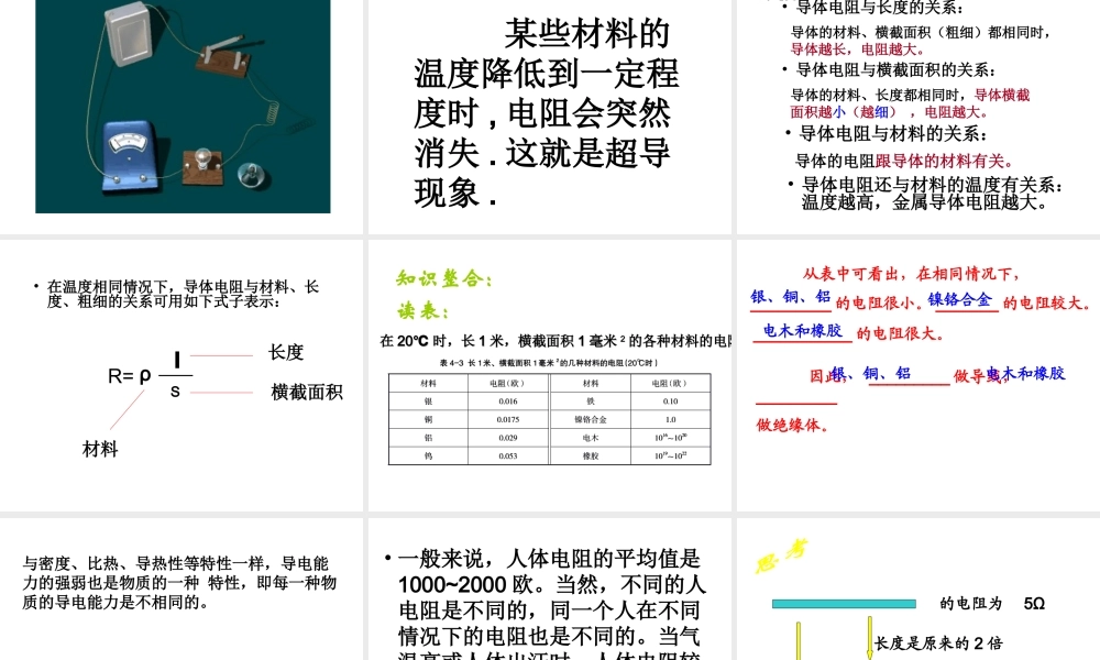 八年级科学上册 第4章 电路探秘 4.3《物质的导电性与电阻》课件（5） 浙教版-浙教版初中八年级上册自然科学课件