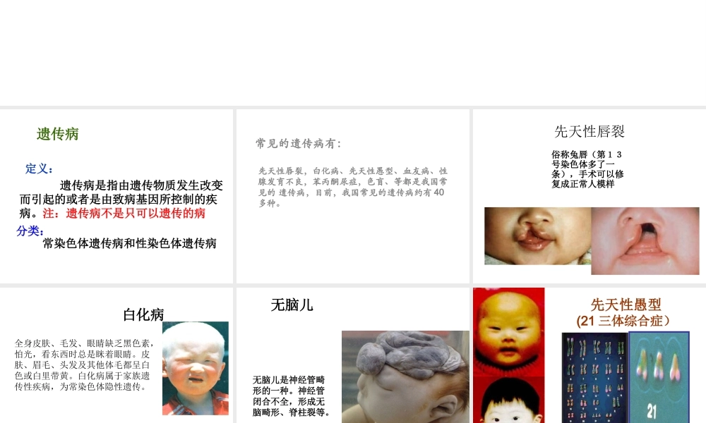 八年级生物下册 第二十二章 第四节 遗传病和优生优育课件3 （新版）苏教版