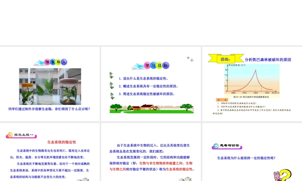 八年级生物下册 第23章 第4节《生态系统的稳定性》课件 （新版）北师大版