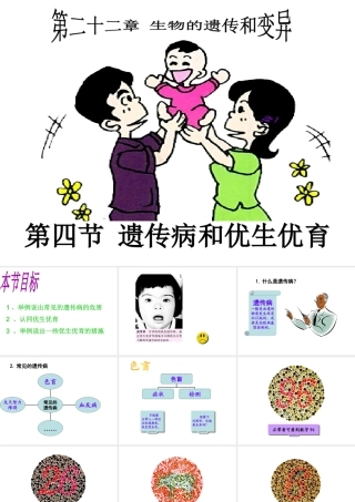 八年级生物下册 第二十二章 第四节 遗传病和优生优育课件4 （新版）苏教版
