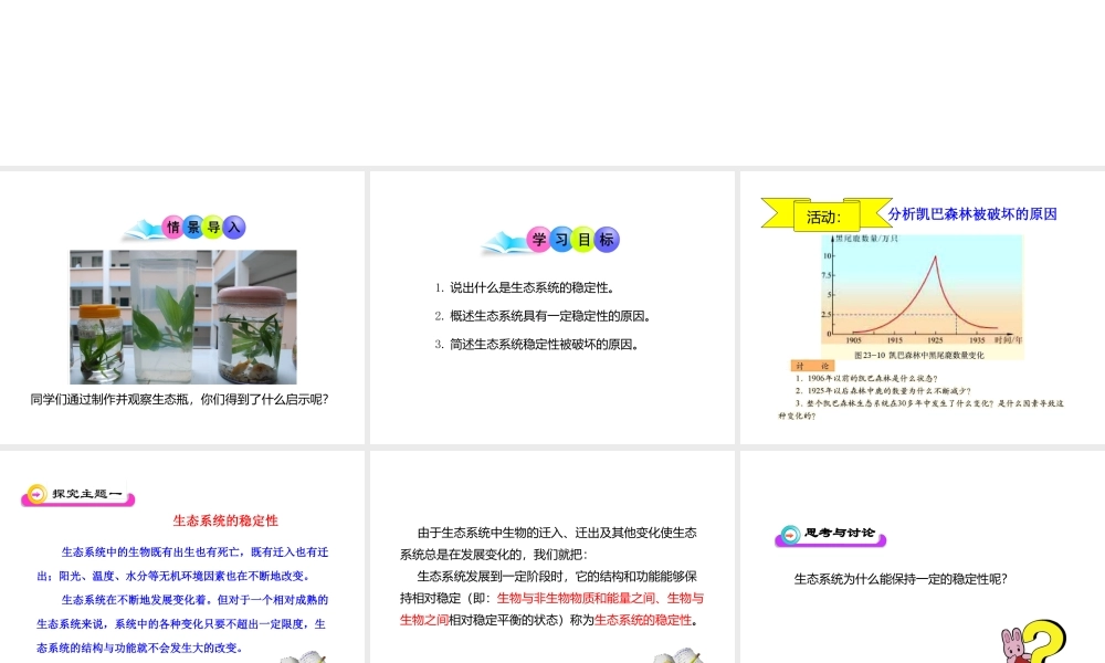 八年级生物下册 第23章 第4节《生态系统的稳定性》课件 北师大版