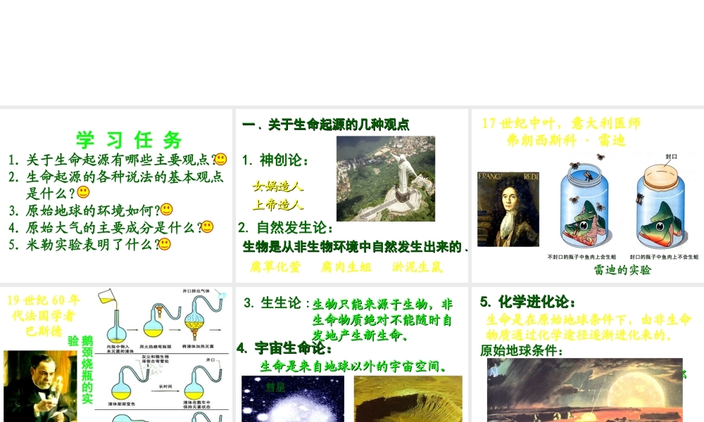 八年级生物下册 第7单元 第21章 第1节《生命的起源》课件 北师大版