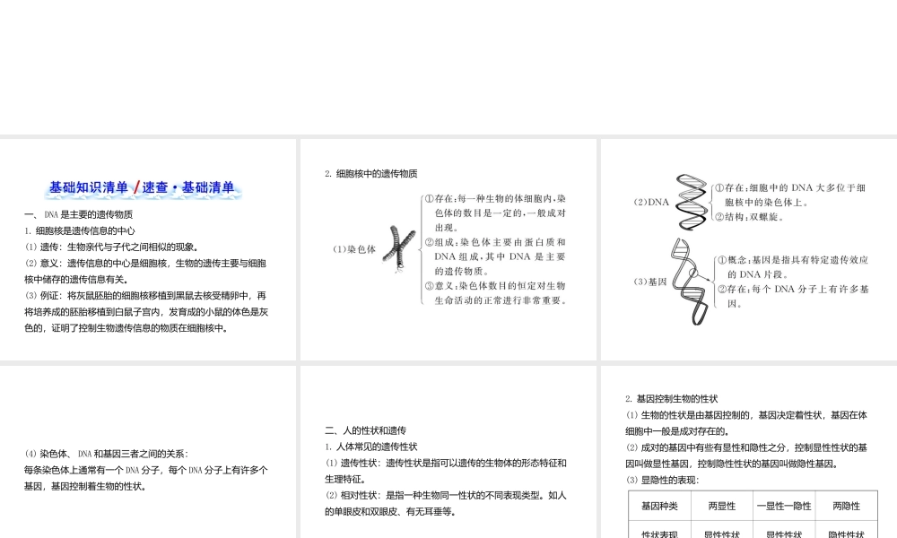 八年级生物下册 第二十二章 生物的遗传和变异复习课件 （新版）苏教版