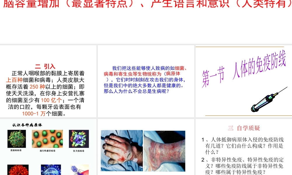 八年级生物下册 第24章 第1节 人体的免疫防线课件 苏科版