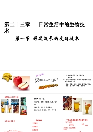 八年级生物下册 第二十三章 第1节《源远流长的发酵技术》课件 （新版）苏教版