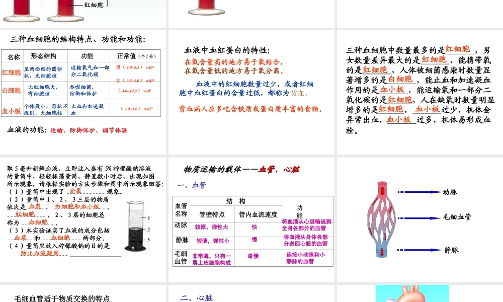 八年级科学上册 第5章 人体的物质和能量的转化 3《人体内的物质运输》课件1 （新版）华东师大版-（新版）华东师大版初中八年级上册自然科学课件