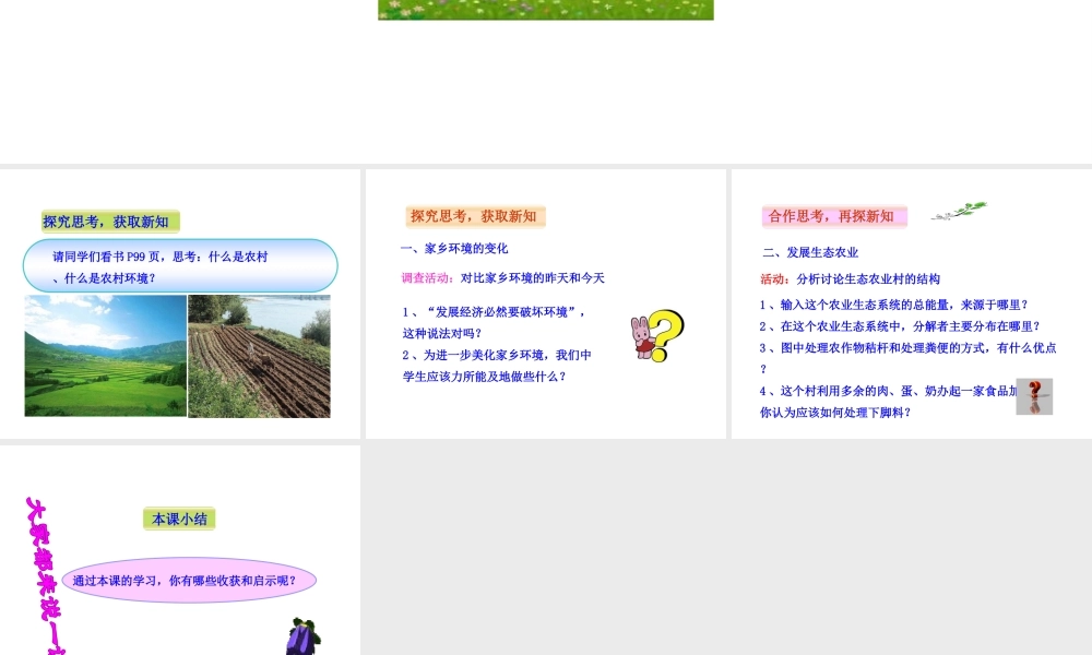 八年级生物下册 第24章 第2节《关注农村环境》课件 （新版）北师大版