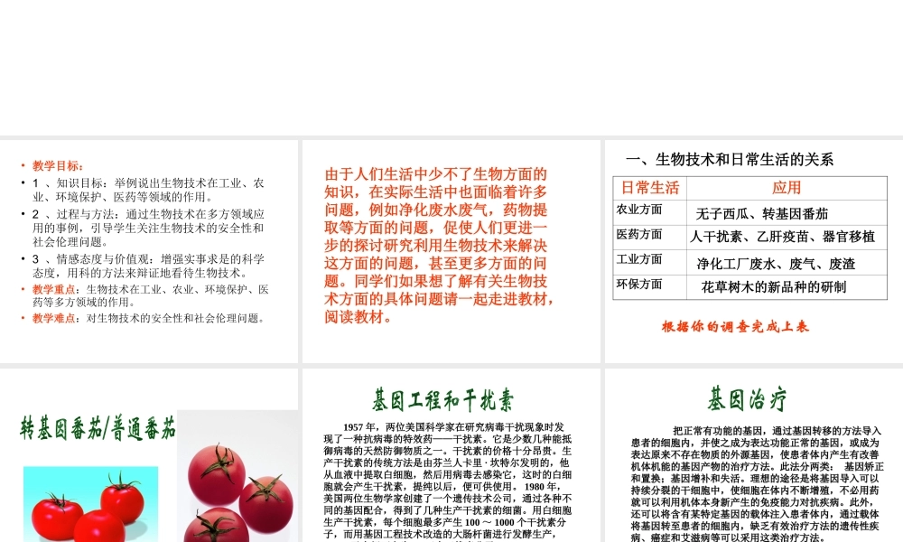 八年级生物下册 第二十四章 第二节 关注生物技术课件2 （新版）苏教版