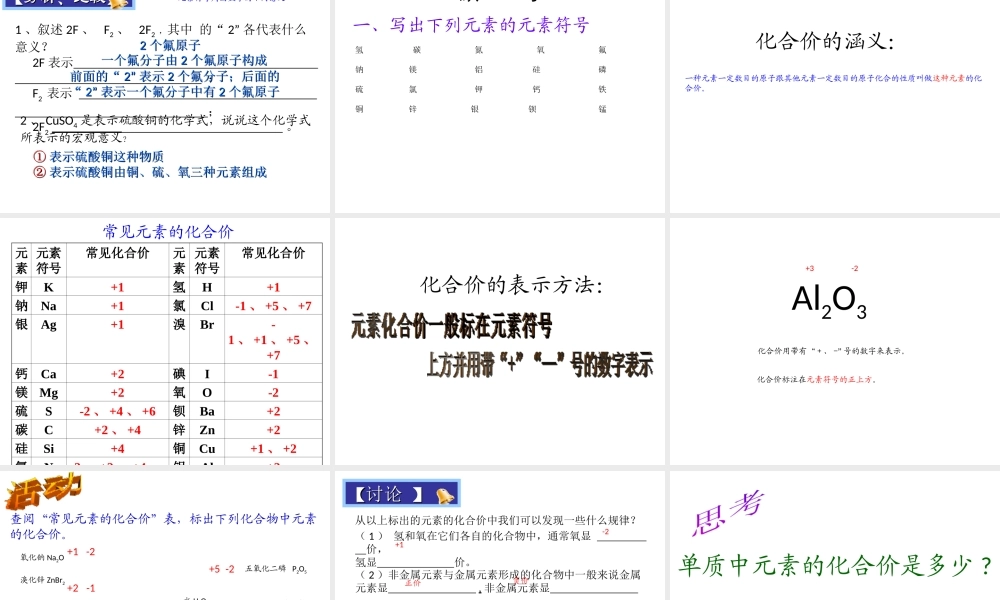 八年级科学上册 第6章 第4节 化学式课件 （新版）华东师大版-（新版）华东师大版初中八年级上册自然科学课件